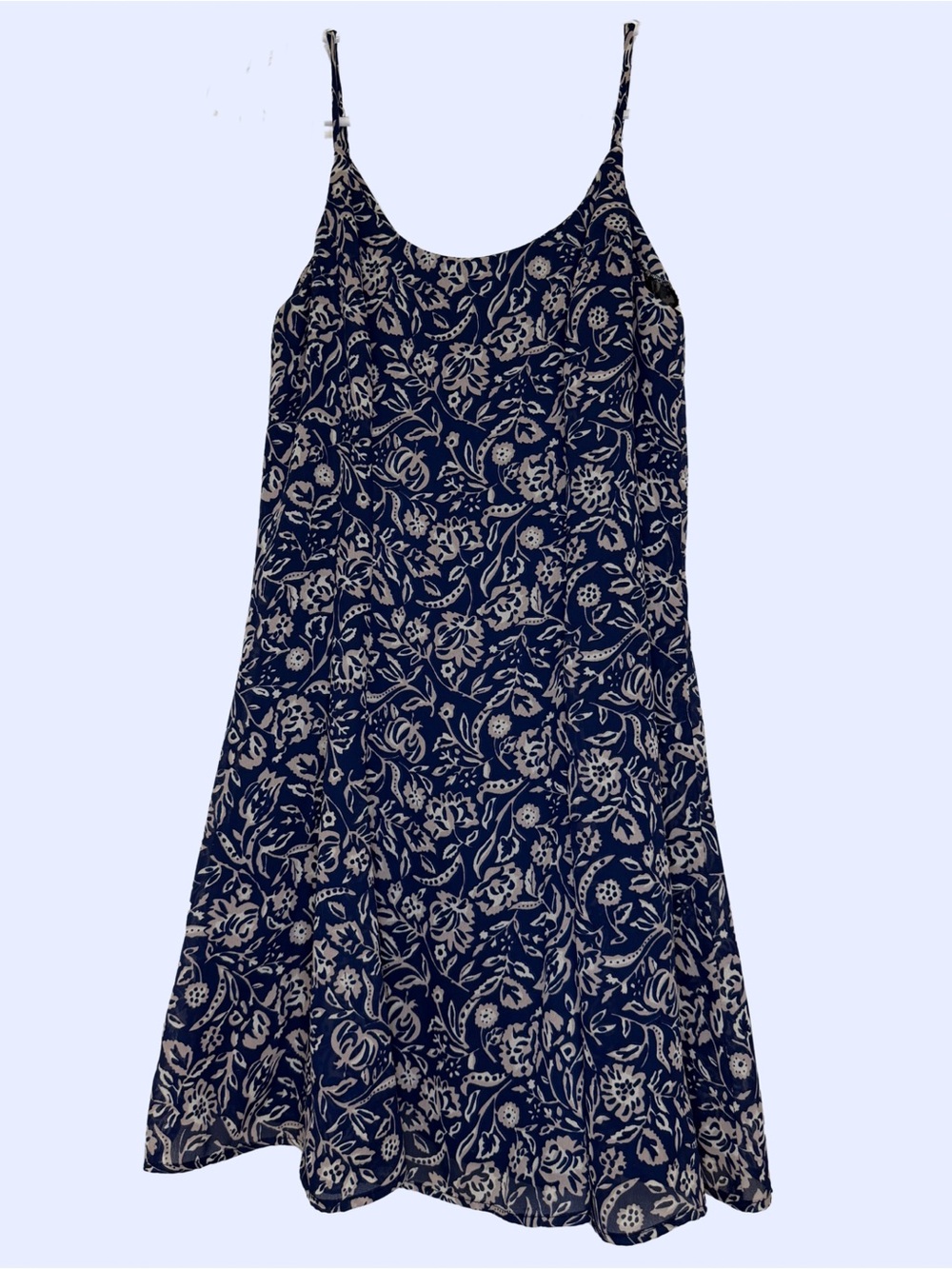 Rampage Navy and Cream Floral Spaghetti-Strap Dress
